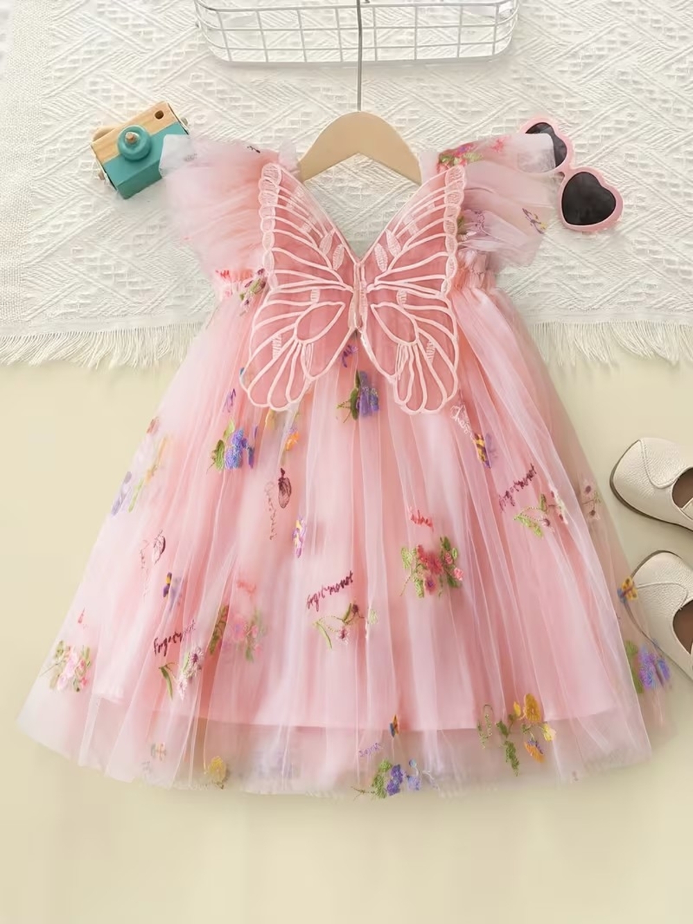 Pink Butterfly Tulle Fairy Dress for Kids